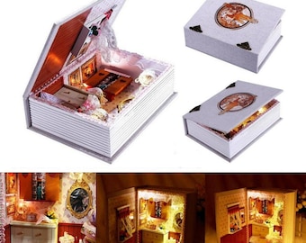 Assembly DIY House Of Girlfriends Diary Dollhouse with Led Light, Novelty Book Model Wooden Doll House Toys