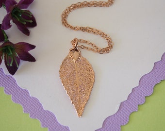 Rose Gold Evergreen Real Leaf Necklace, Small Real Leaf Necklace, Evergreen, Evergreen Leaf, LC49