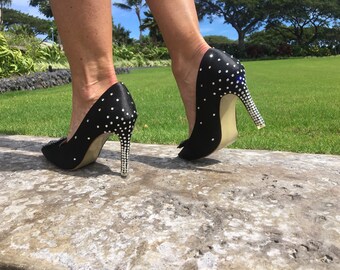 Starlight black sparkle heels