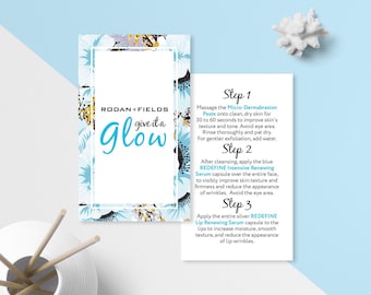 Rodan and Fields Give it a Glow, Mini Facial Cards, Rodan + Fields Facial Instructions, RF Cards, R + F Mini-Facial Card, Digital Files