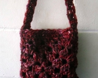 Crochet Bag, Small Multi Red and Purple Shoulder bag