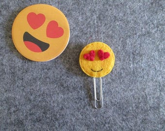 Paper clip with emoticons-Bookmark made of felt-Planner-Planner clip
