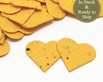 Gold Nugget Plantable Seed Paper Confetti Hearts - READY-TO-SHIP - Wedding Favors, Bridal Shower Favors, Baby Shower Favors