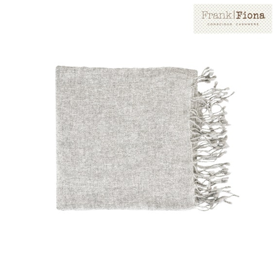 100% Pure Organic Cashmere Shawl,Grade A Mongolian Cashmere,Christmas gift,28 x 80 inches,Light Gray,Eco Friendly,Knitted wrap,large wrap,3F