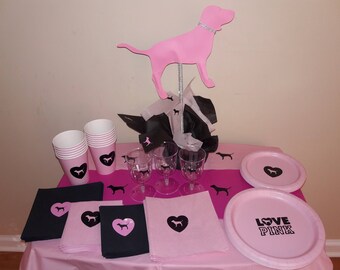 Pink Napkins, Victoria Secret Pink Napkins, Pink Plates, Pink party, vicky, victoria pink party, Pink Cups