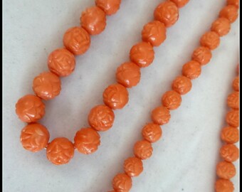 Vintage Carved Molded Bead Necklaces