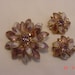 Vintage Pink & White Rhinestone Brooch And Clip On Earring Set 18 - 777