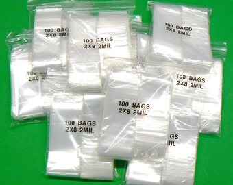 Reclosable Zip Lock Bags Clear Zip Seal 2mil Bags 2” Wide X 8” Long 1,000 Pieces (2.12Lb FRE)