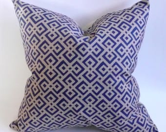 Royal Blue Lattice Print Pillow Cover