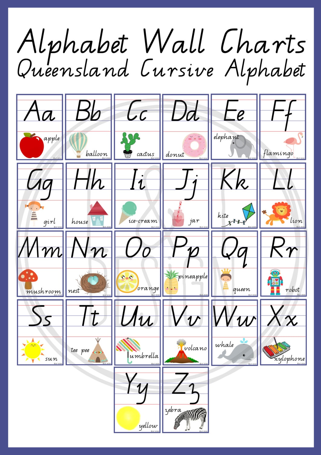 alphabet wall charts qld cursive alphabet