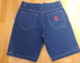 KARL KANI shorts, vintage Kani jeans denim shorts of 90s hip-hop clothing, old school, 1990s hip hop, gangsta rap, vintage, OG, size W 38