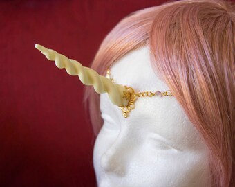 Glow in the dark unicorn horn circlet with two swarovski