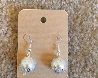 Dangle earrings Leafy Pearl handmade