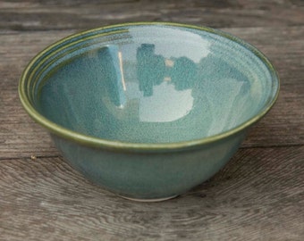 Fruit dish, 5 1/4 Inch, Ocean Green Drip, Natural Patina High Fire Stoneware, Hand Painted, Ready To Ship