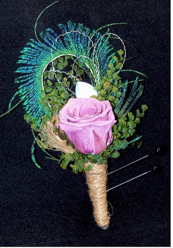 Peacock Sword Boutonniere