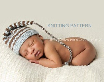 KNITTING PATTERN Striped Stocking Hat - newborn, baby, printable, diy, instant download
