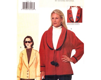 Womens Jacket Pattern Vogue 7359 Raglan Coat Shawl Collar, Car Coat Pockets Womens Sewing Pattern Bust 38 40 43 UNCUT