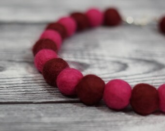 Felted necklace, Feltmondo, Felt necklace, Felt beads necklace, Wool necklace,
