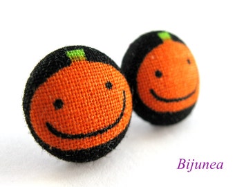 Pumpkin earrings - Halloween pumpkin stud earrings- Halloween pumpkin post earrings - Halloween pumpkin posts sf814