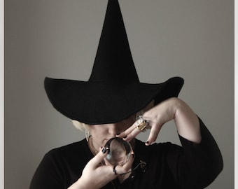 Custom Felt Witch Hat in Black