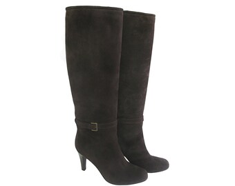 Knee High boots, Brown suede high boots, Brown leather boots, Suede knee boots, Made in Italy,Women winter boots,High heel boots