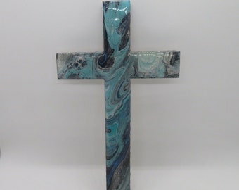 Wooden Wall Cross - Baptism Cross - Decorative Cross - Unique Wall Cross - Hand Painted Cross - Christian Housewarming- Custom cross