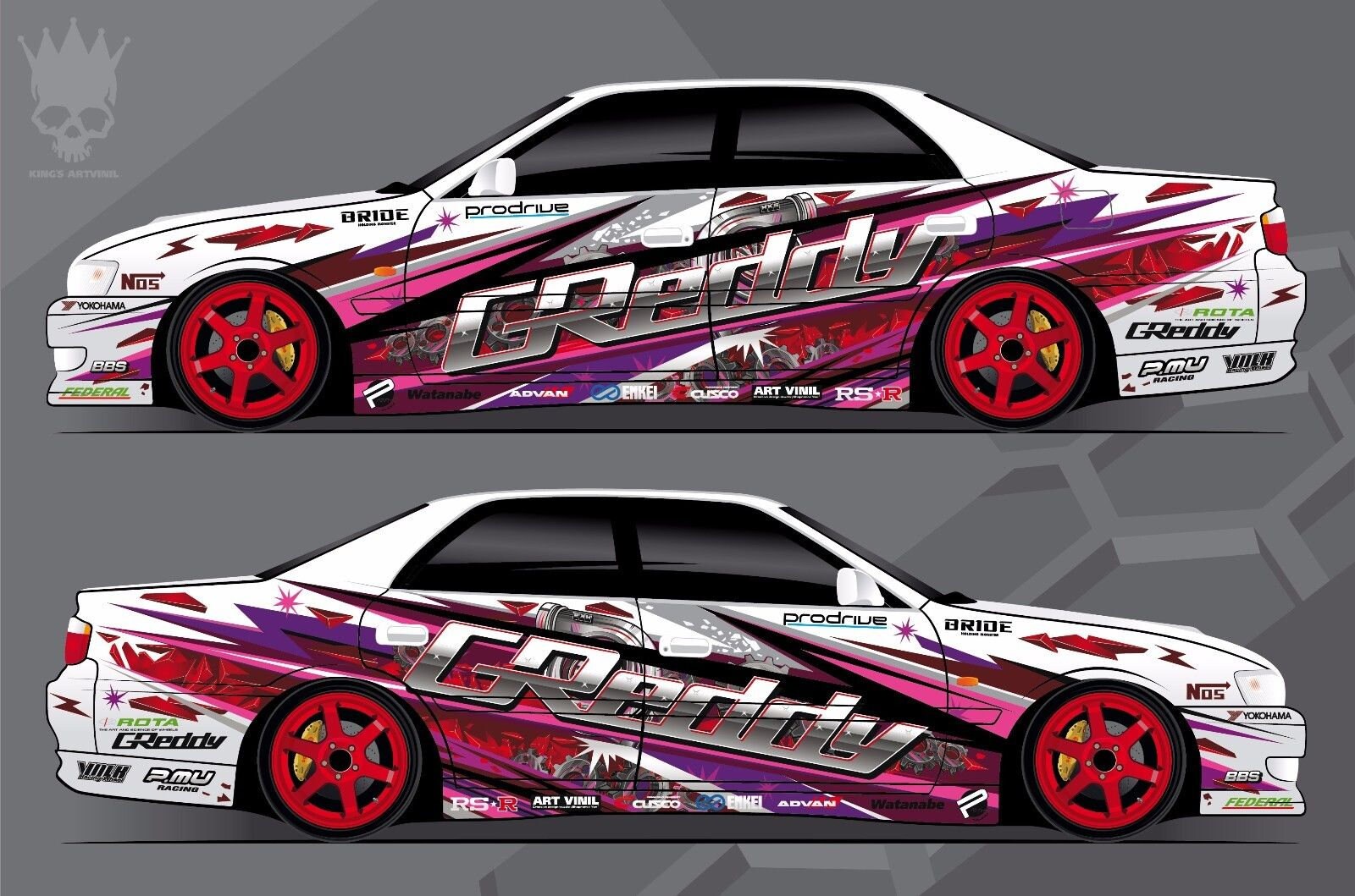 Car Side Decal Custom Full Body Color Sticker Turbo GReddy