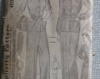 1940s Slack Suit - 32" Bust - Simplicity 4117 - Vintage Sewing Pattern