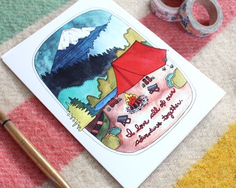Greeting Card - Wedding Card - Anniversary Card - Love Card - Card for Spouse - Camping Card - Camping - Love - Adventures Together