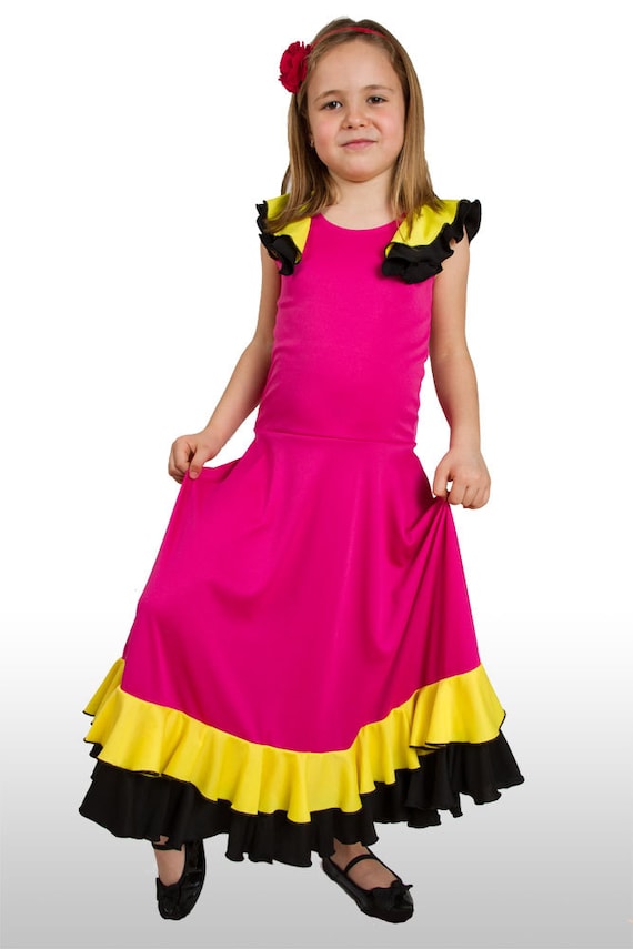 KIDS FLAMENCO DRESS Various colors Girls Spanish Dance