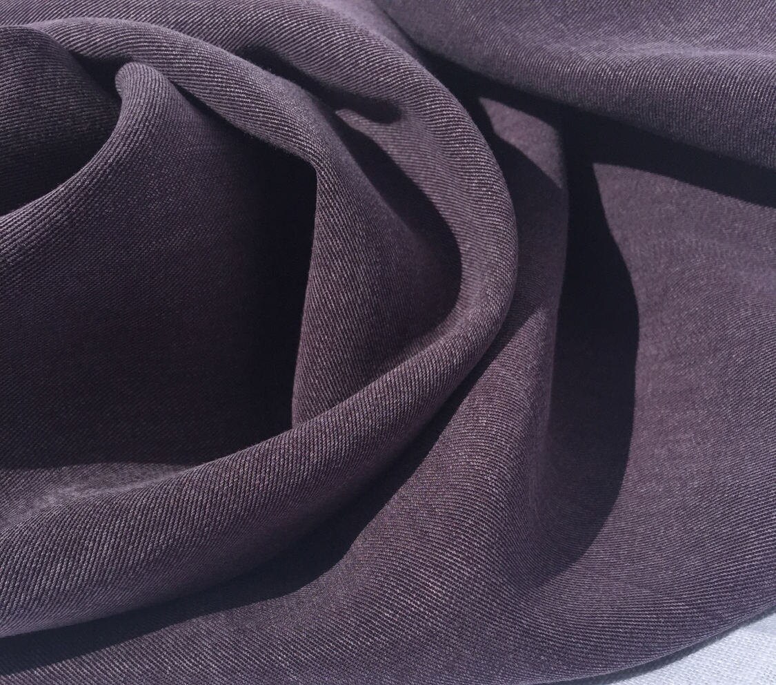 58 Eggplant Purple Tencel Rayon Lyocell Gabardine Twill