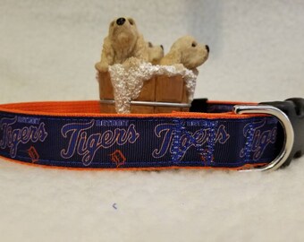 Tigers Basball Handmade Dog Collar 1 Inch Wide Large & Medium