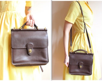 1980s Handbag // Leather COACH Crossbody Handbag // vintage COACH handbag