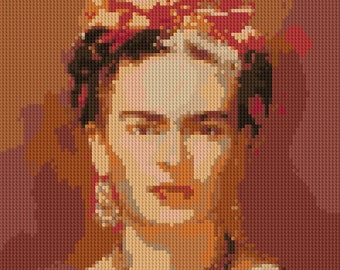 Frida Kahlo portrait counted Cross Stitch Pattern Iconic Mexican Artist Painter