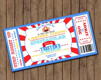 Carnival themed birthday invitation - high resolution digital file