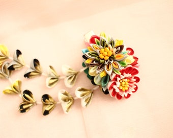 Kanzashi, floral hair clip, Kimono Accessories, Kanzashi Hair Clip, kanzashi hair flower, kanzashi hair clip, flower hair clip for kimono,