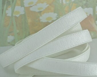 3yds White Elastic Satin 3/8 inch (10mm) Bra Strap Trim Headband Shiny White Stretch Elastic by the yard