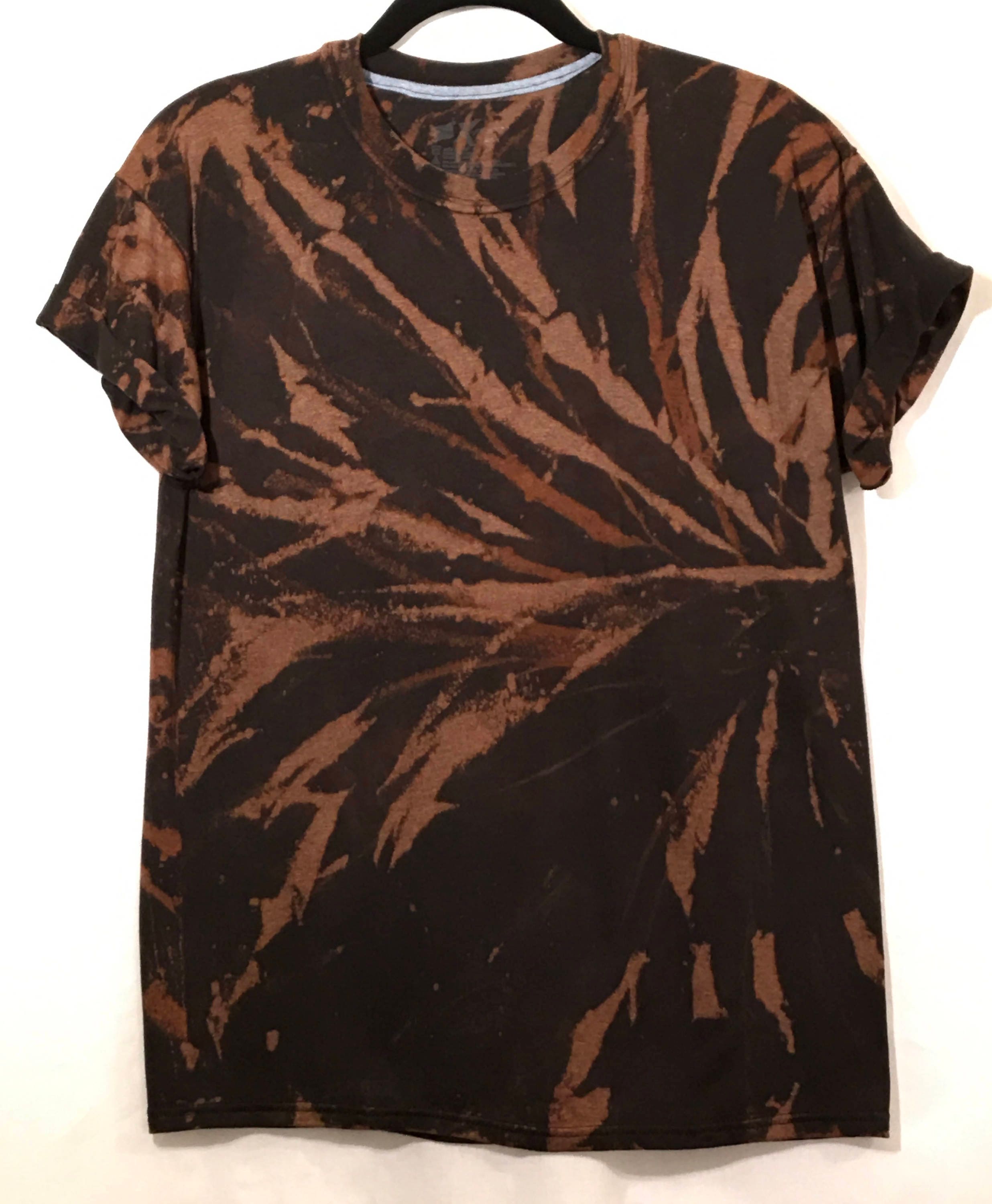 M Black Tie Dye T Shirt Cool Bleach Discharge Shirt Reverse