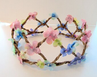 Princess crown -Birthday hat- Flower Crown- Queen Crown -Mid Summer's Night- Hydrangea Flower crown- Woodland Crown- Music Festival Wear