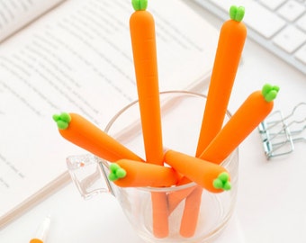 Carrot pen, gel pens, Marker Pen, Cartoon pen, Kawaii Stationary, Cute Pens, sign pen, gel ink pen, Planner Pen, Black Gel Pens, Kawaii pens