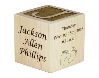 Baby Block, Baby Keepsake Block, Personalized Baby Gifts, Wooden Baby Block, Shower Gift, Newborn Baby Gifts, Laser Engraved Block