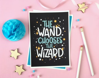 The Wand Chooses the Wizard Print. Witchcraft and Wizardry. Magic Spells. Magic Potions. Magic School. Book Lover. Bookish. Magic Wand. Read