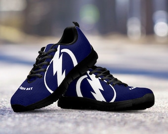 Tampa Bay Lightning Custom Unofficial Black Shoes/Sneakers/Trainers - Ladies, Mens + Kids Sizes, Lightning fan, collector, gift