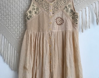 Vintage 1990s babydoll dress, size large, bohemian dress, vintage indian rayon dress, grunge dress, hippie dress, hipster dress, coachella,
