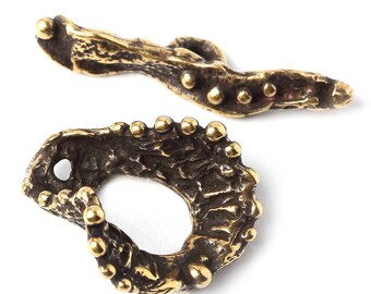 Brass Toggle Clasp - Handmade Toggle - Old Clasp - Handmade Jewelry Findings L0812(1). Forest clasp, flower clasp, jewelry making