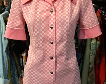 1960' MOD style pink ultra mini dress. Size M.
