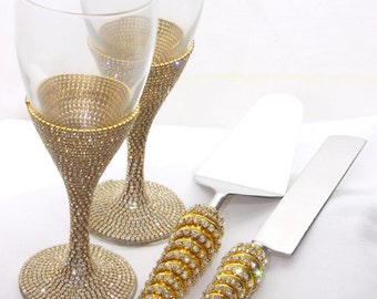 Set of Wine Glasses and Cake Server Table Settings Weddings Wedding Party Decor,Birthday Party, Mr. & Mrs. For Couples, Serving,Servers