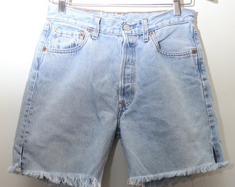 90's Vintage "LEVI'S" Cutoff High-Waist Light Blue Jean Shorts Sz: Waist 29 (Women's Exclusive)
