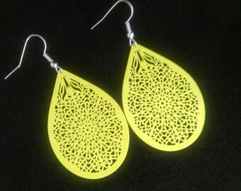 Yellow candy drop shape earrings
