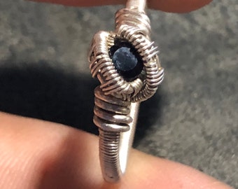 Garnet Ring - Sterling & Fine Silver - Size 9
